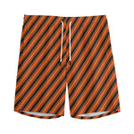 Orange And Black Halloween Pattern Print Men's Sports Shorts