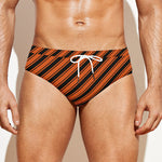 Orange And Black Halloween Pattern Print Men's Swim Briefs