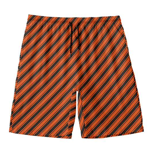 Orange And Black Halloween Pattern Print Men's Swim Trunks