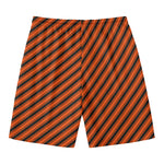 Orange And Black Halloween Pattern Print Men's Swim Trunks
