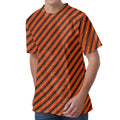Orange And Black Halloween Pattern Print Men's Velvet T-Shirt