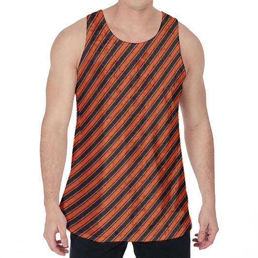 Orange And Black Halloween Pattern Print Men's Velvet Tank Top