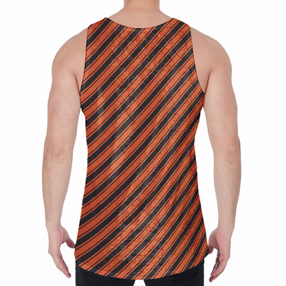 Orange And Black Halloween Pattern Print Men's Velvet Tank Top