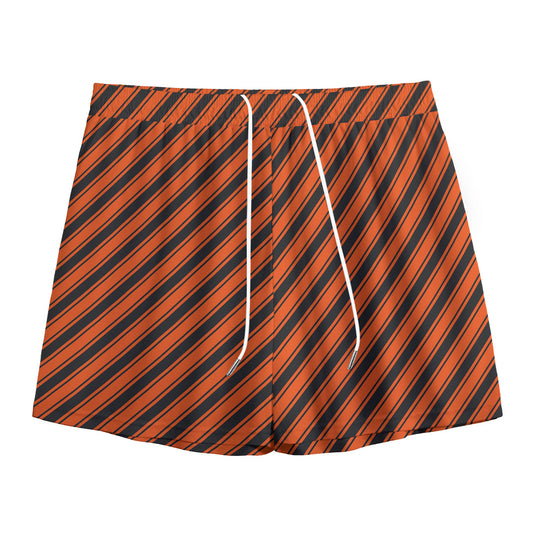 Orange And Black Halloween Pattern Print Mesh Shorts