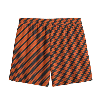 Orange And Black Halloween Pattern Print Mesh Shorts