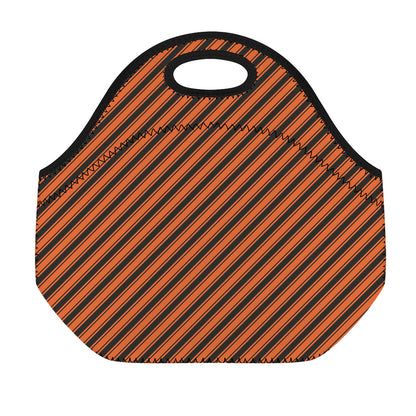 Orange And Black Halloween Pattern Print Neoprene Lunch Bag