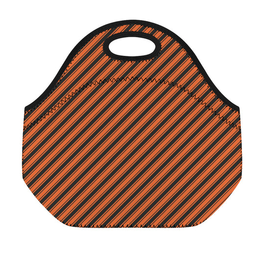 Orange And Black Halloween Pattern Print Neoprene Lunch Bag