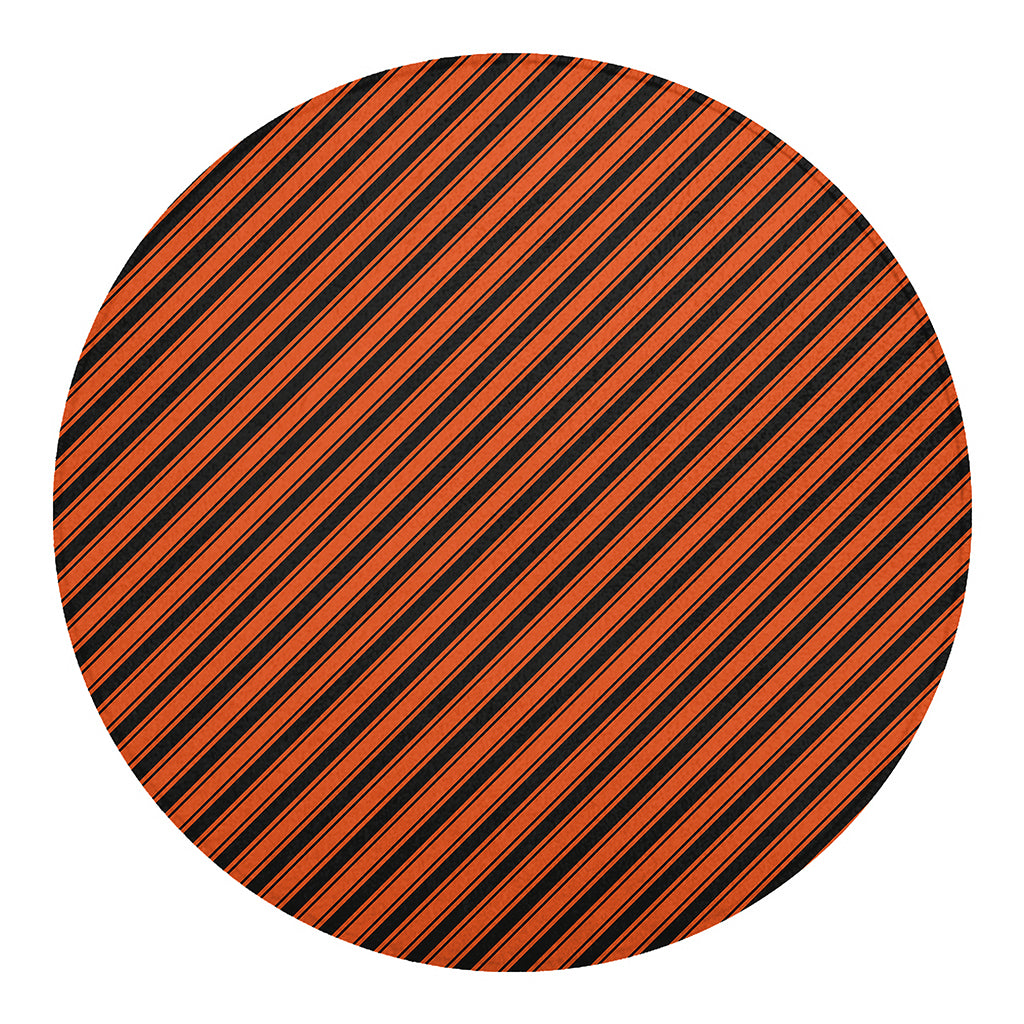 Orange And Black Halloween Pattern Print Round Blanket
