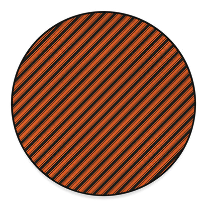 Orange And Black Halloween Pattern Print Round Floor Mat