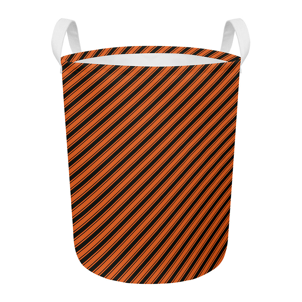 Orange And Black Halloween Pattern Print Round Laundry Basket