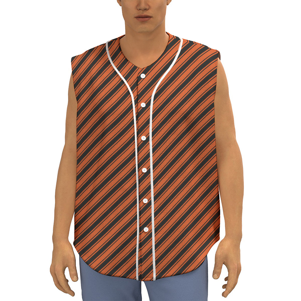 Orange And Black Halloween Pattern Print Sleeveless Baseball Jersey