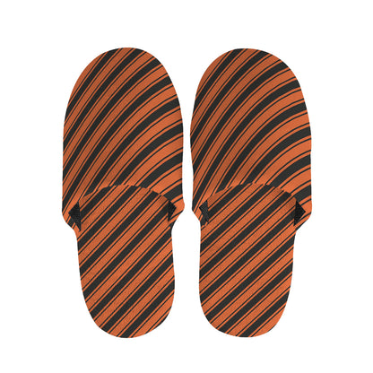 Orange And Black Halloween Pattern Print Slippers