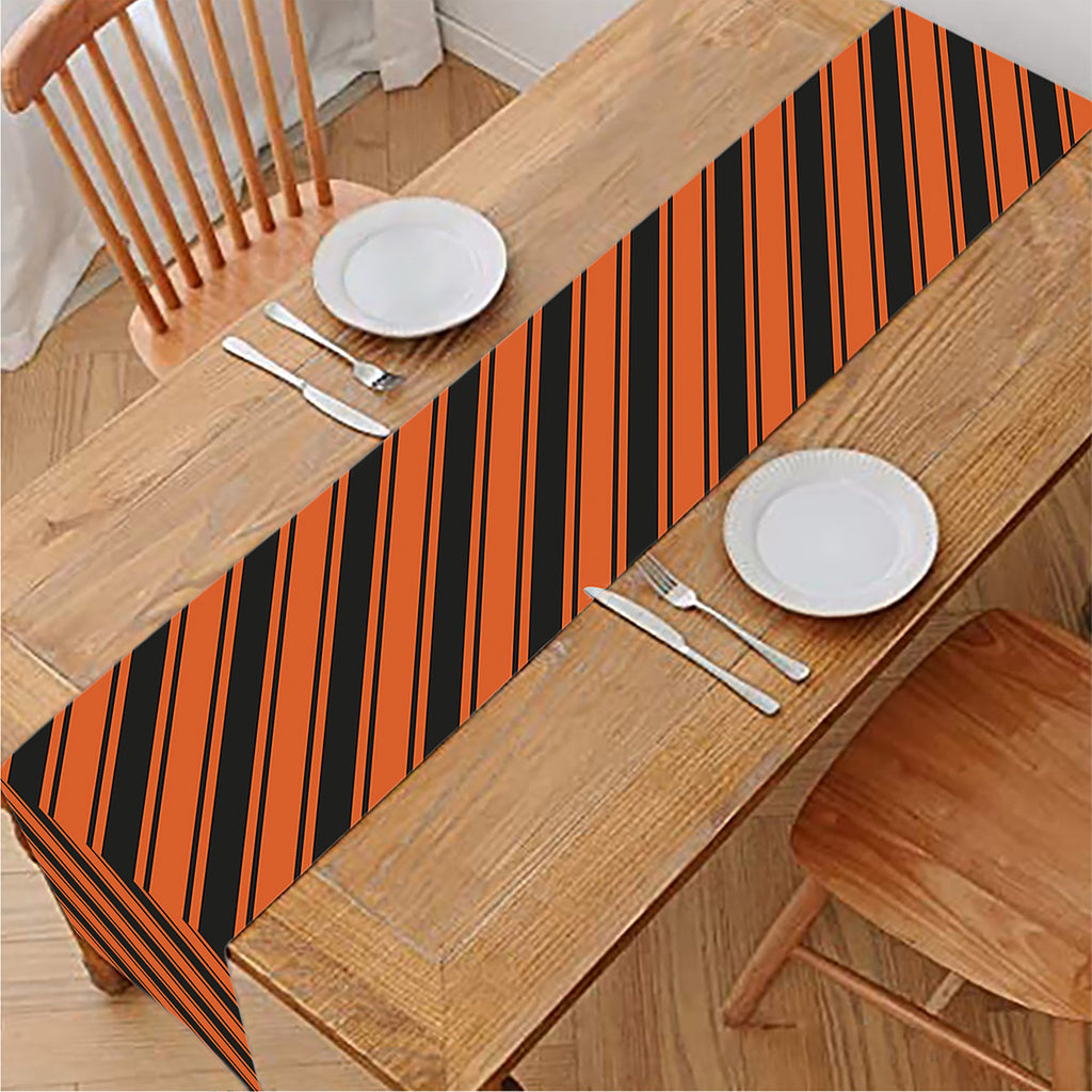 Orange And Black Halloween Pattern Print Table Runner