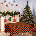 Orange And Black Halloween Pattern Print Tablecloth