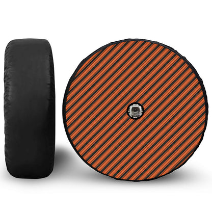 Orange And Black Halloween Pattern Print Tire Cover With Camera Hole