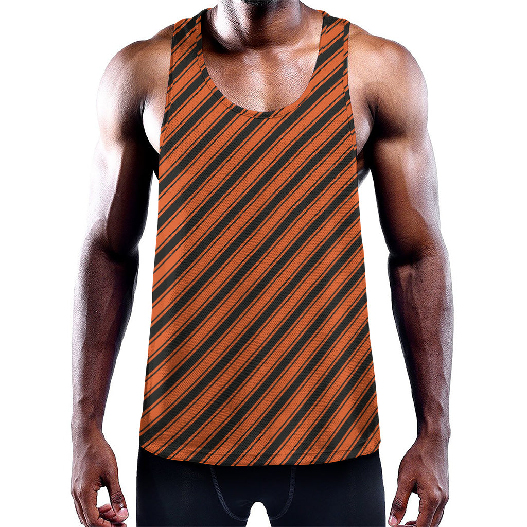Orange And Black Halloween Pattern Print Training Tank Top
