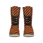 Orange And Black Halloween Pattern Print Winter Boots