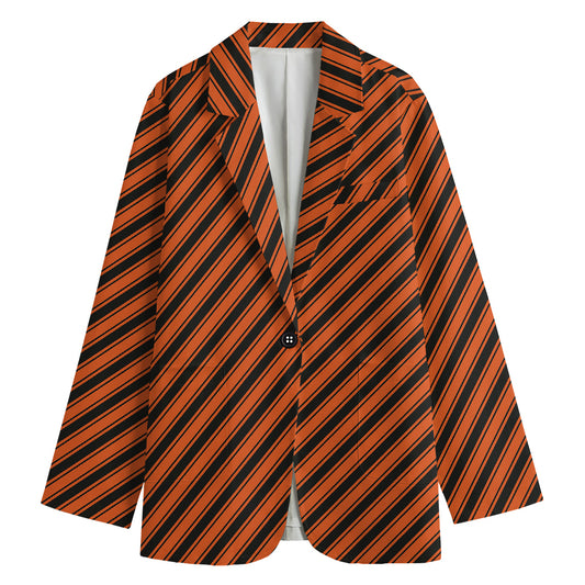 Orange And Black Halloween Pattern Print Women's Blazer