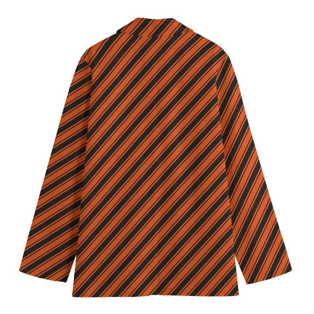 Orange And Black Halloween Pattern Print Women's Cotton Blazer