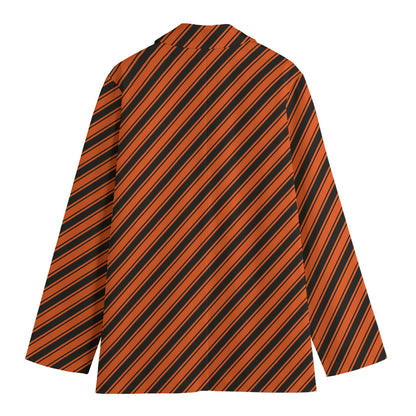 Orange And Black Halloween Pattern Print Women's Cotton Blazer
