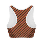 Orange And Black Halloween Pattern Print Women's Sports Bra