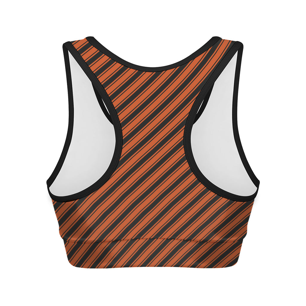 Orange And Black Halloween Pattern Print Women's Sports Bra