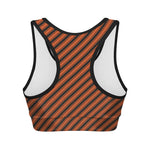 Orange And Black Halloween Pattern Print Women's Sports Bra