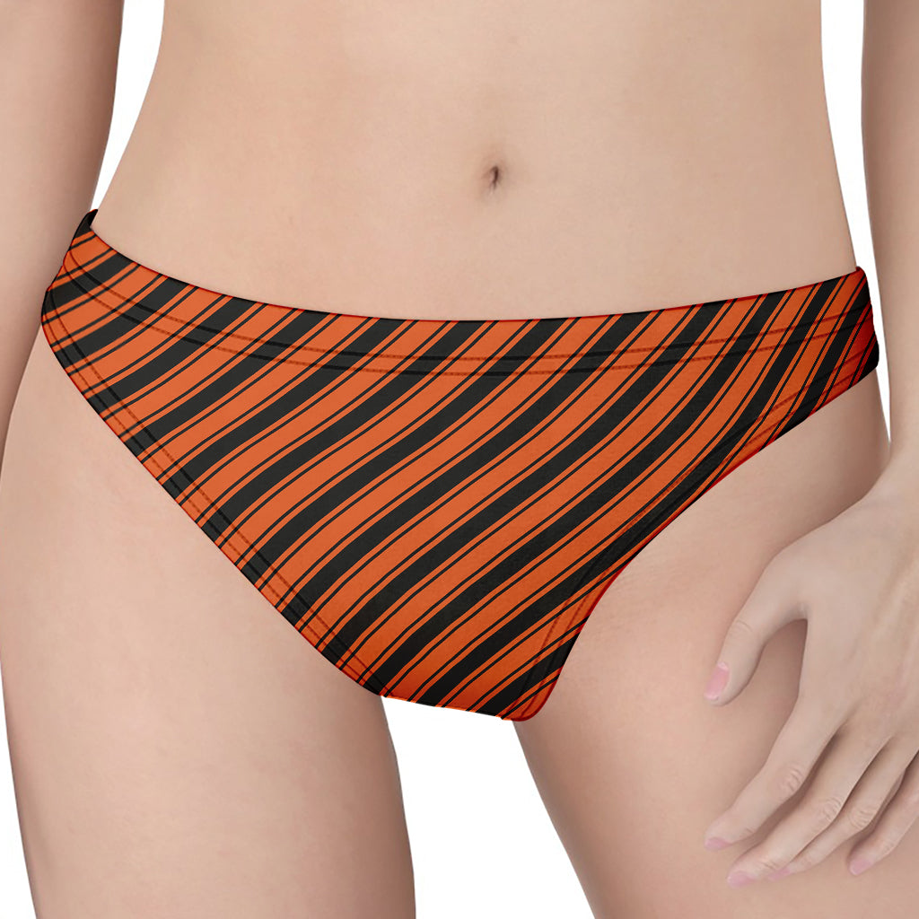 Orange And Black Halloween Pattern Print Women's Thong