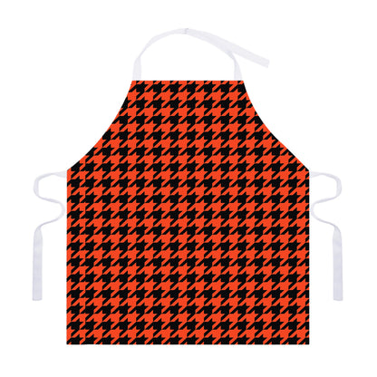 Orange And Black Houndstooth Print Adjustable Apron
