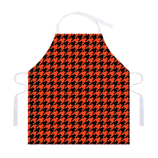 Orange And Black Houndstooth Print Adjustable Apron