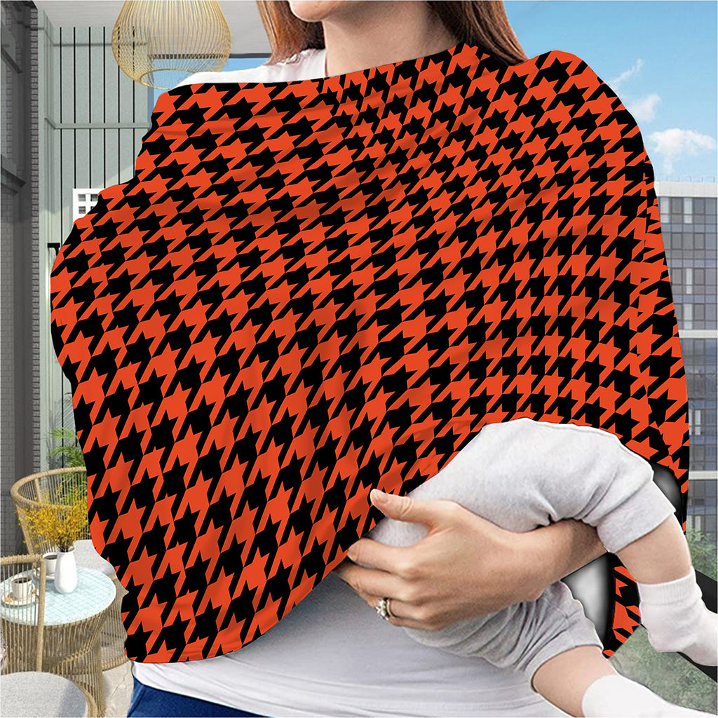 Orange And Black Houndstooth Print Baby Seat Cover