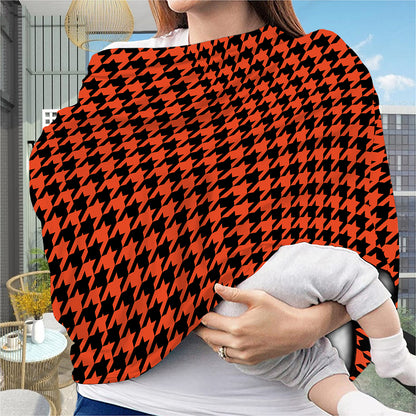 Orange And Black Houndstooth Print Baby Seat Cover