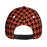 Orange And Black Houndstooth Print Baseball Cap