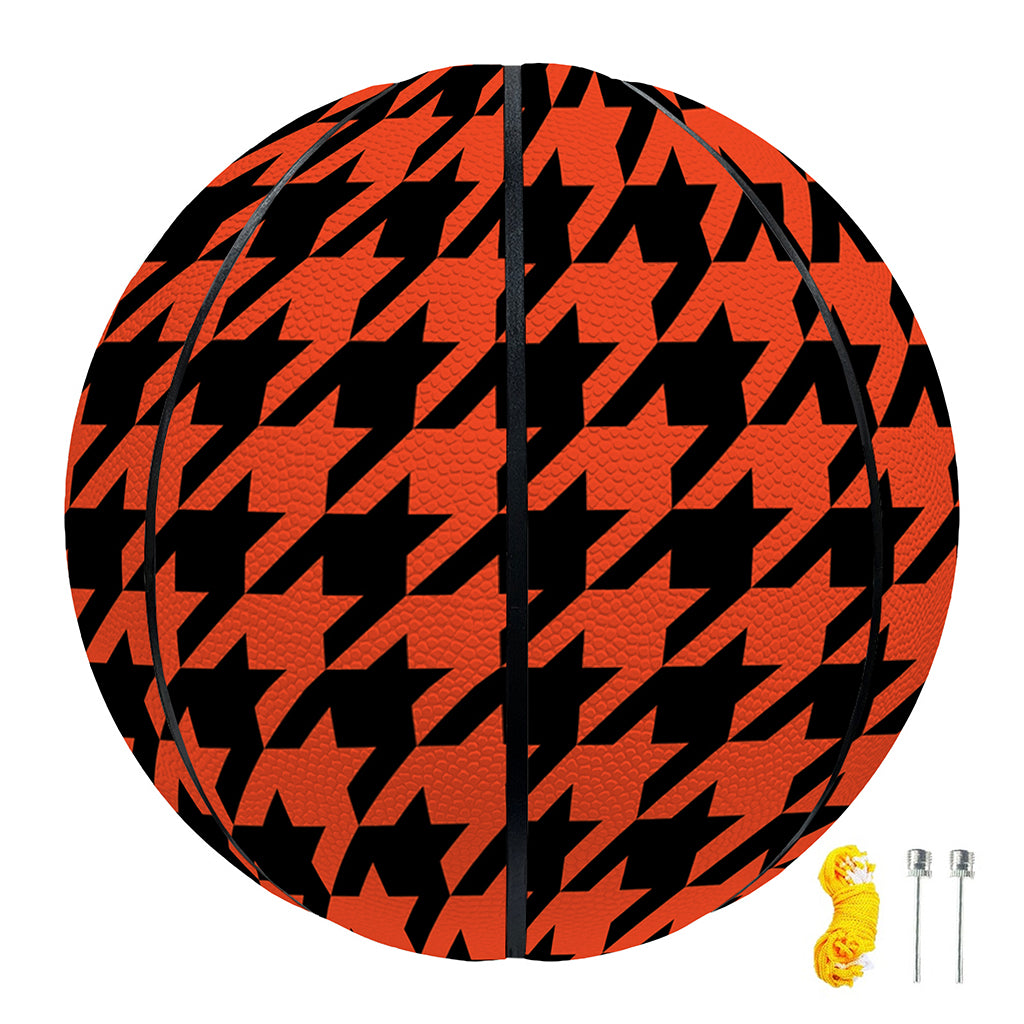 Orange And Black Houndstooth Print Basketball