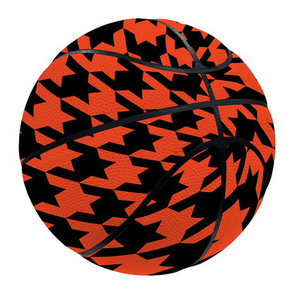 Orange And Black Houndstooth Print Basketball