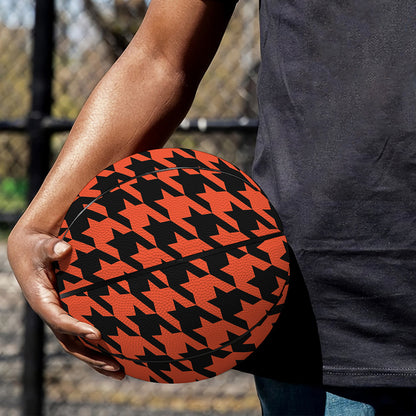 Orange And Black Houndstooth Print Basketball