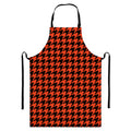 Orange And Black Houndstooth Print Bib Apron With Pocket