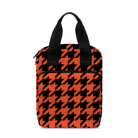 Orange And Black Houndstooth Print Bible Tote Bag