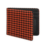 Orange And Black Houndstooth Print Bifold Wallet