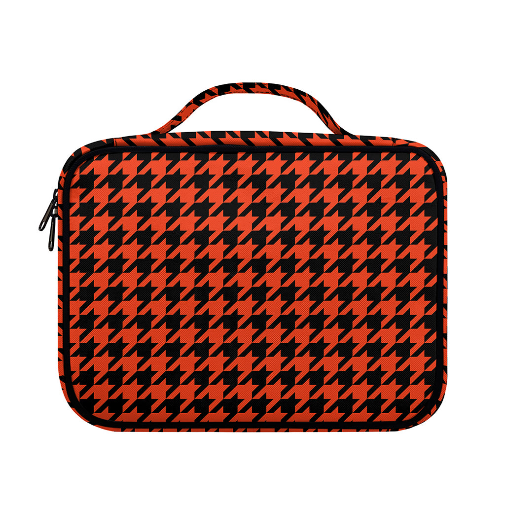 Orange And Black Houndstooth Print Briefcase Bible Bag