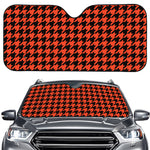 Orange And Black Houndstooth Print Car Windshield Sun Shade