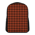 Orange And Black Houndstooth Print Casual Backpack