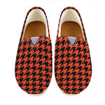 Orange And Black Houndstooth Print Casual Shoes