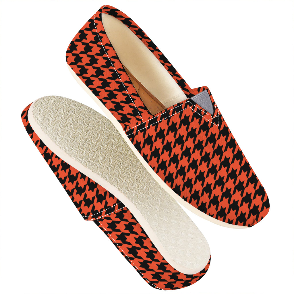Orange And Black Houndstooth Print Casual Shoes