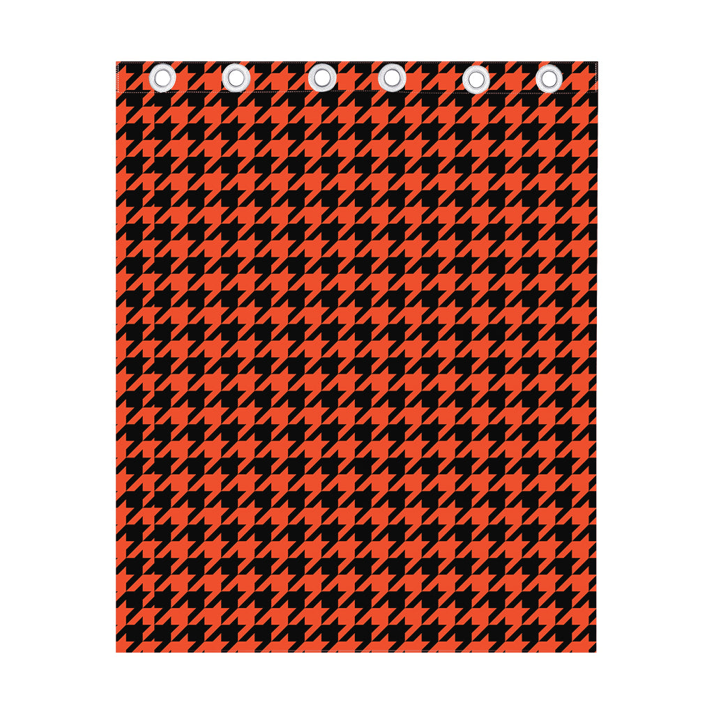 Orange And Black Houndstooth Print Curtain