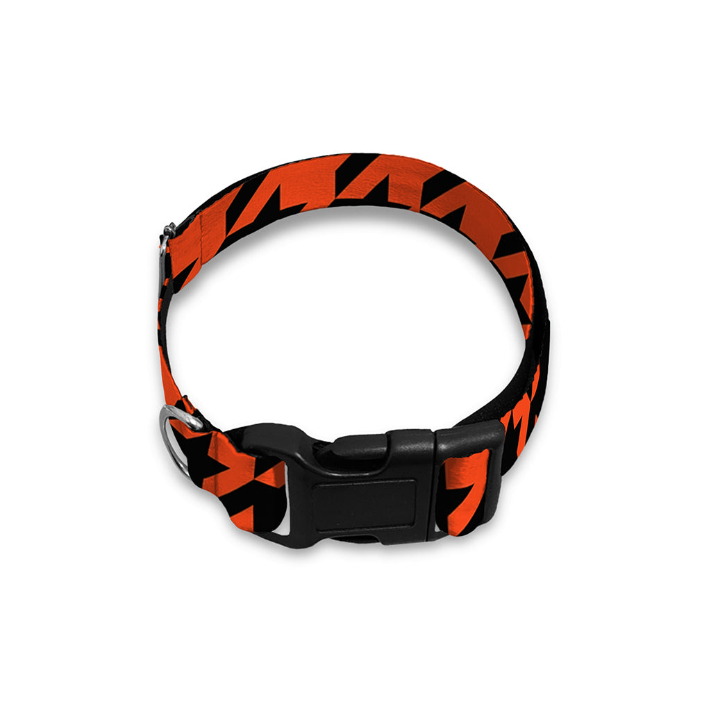 Orange And Black Houndstooth Print Dog Collar