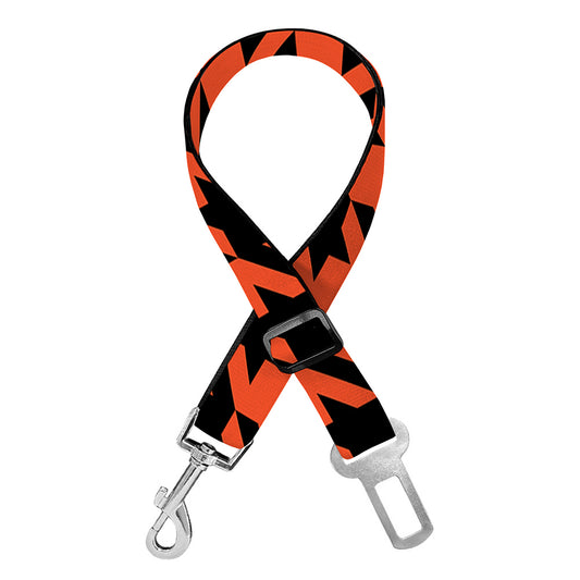 Orange And Black Houndstooth Print Dog Seat Belt