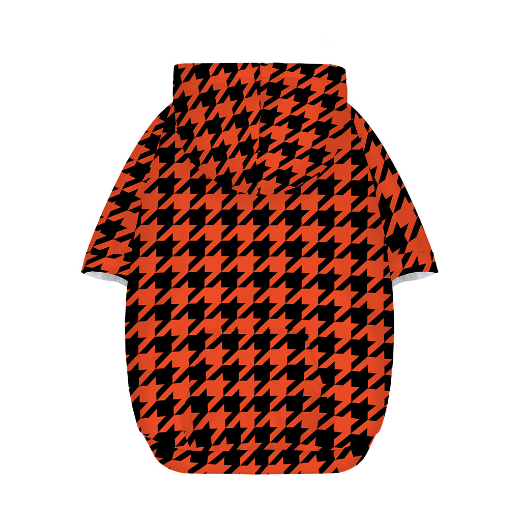 Orange And Black Houndstooth Print Dog Zip Up Hoodie