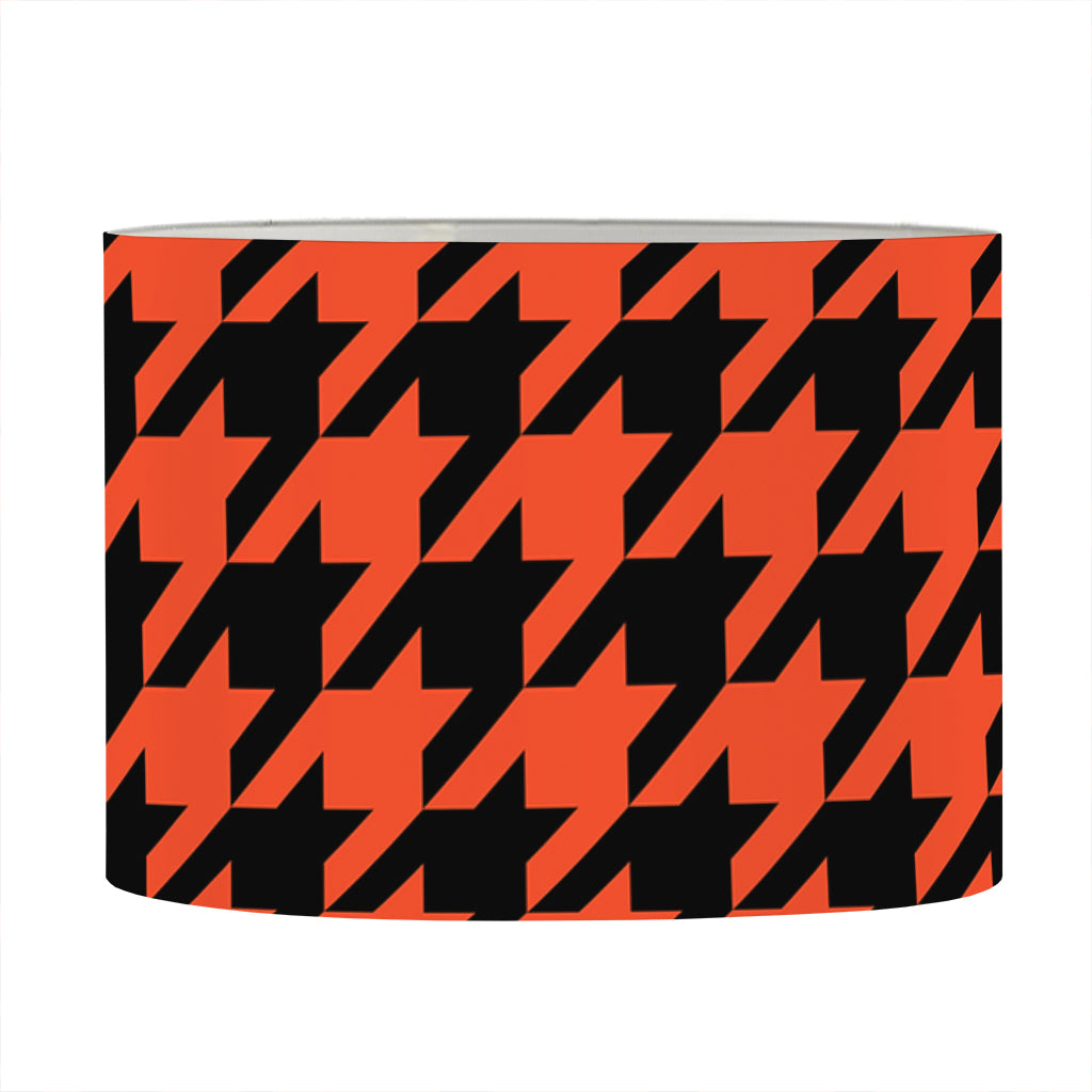 Orange And Black Houndstooth Print Drum Lamp Shade