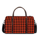 Orange And Black Houndstooth Print Duffle Bag